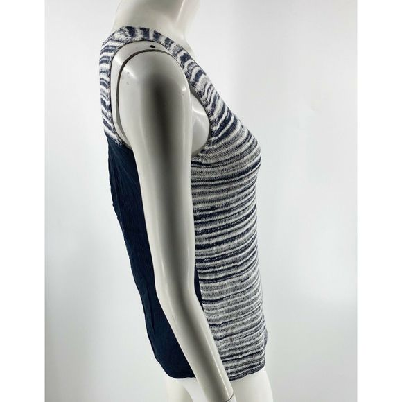 Lucky Brand Tank Top Sz XS Navy Blue White Striped - Picture 3 of 6